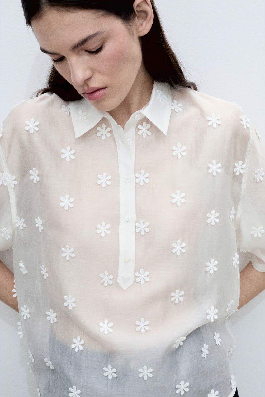 MANGO - Blusa Lyocell Semitransparente Flores Mujer Mango