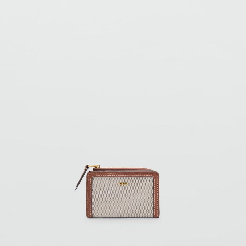 MANGO - Billetera Solapa Canvas Contraste Mujer Mango