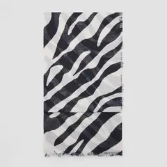 MANGO - Pañuelo Mezcla Lino Cebra Mujer