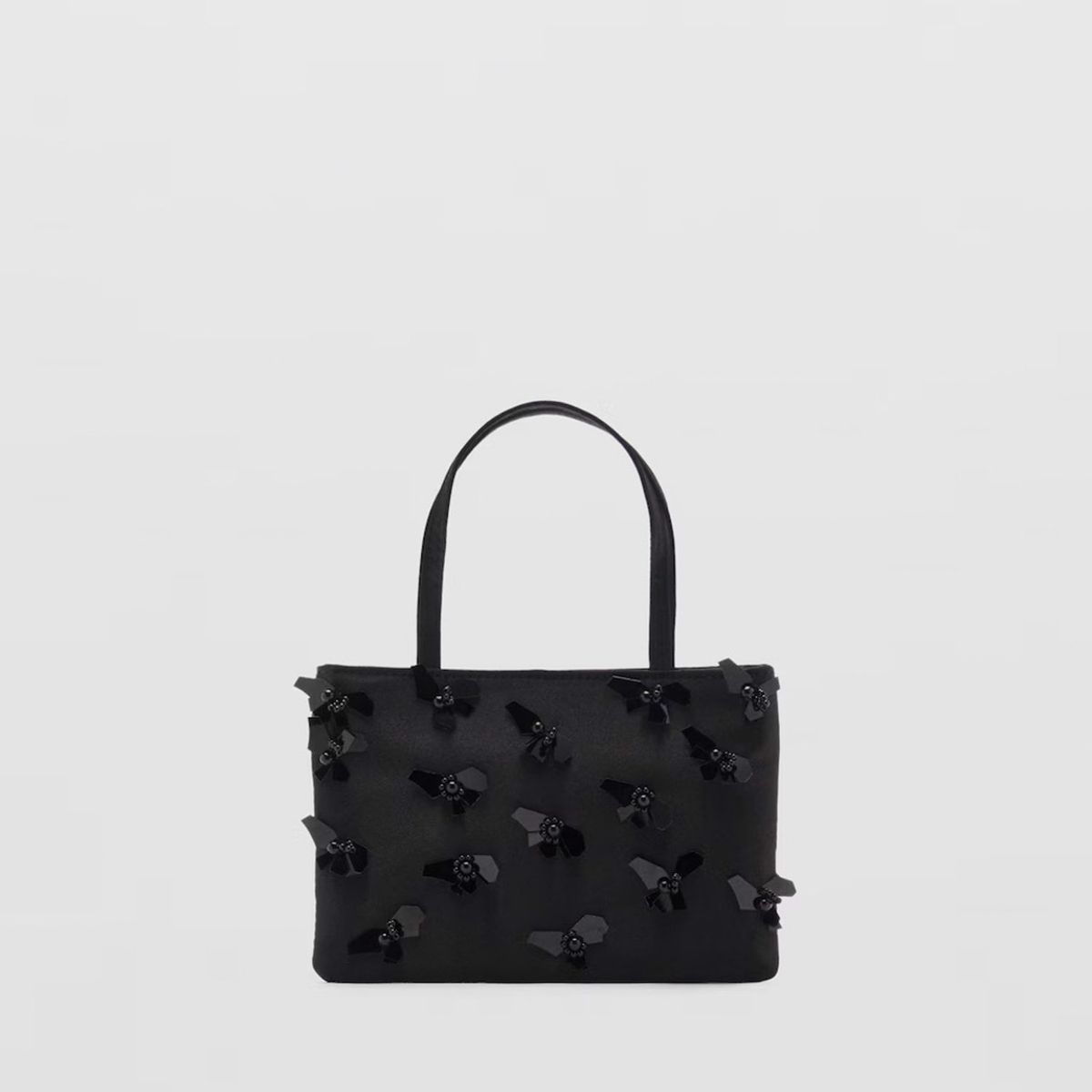 MANGO - Bolso Mano Aplique Flores Mujer Mango