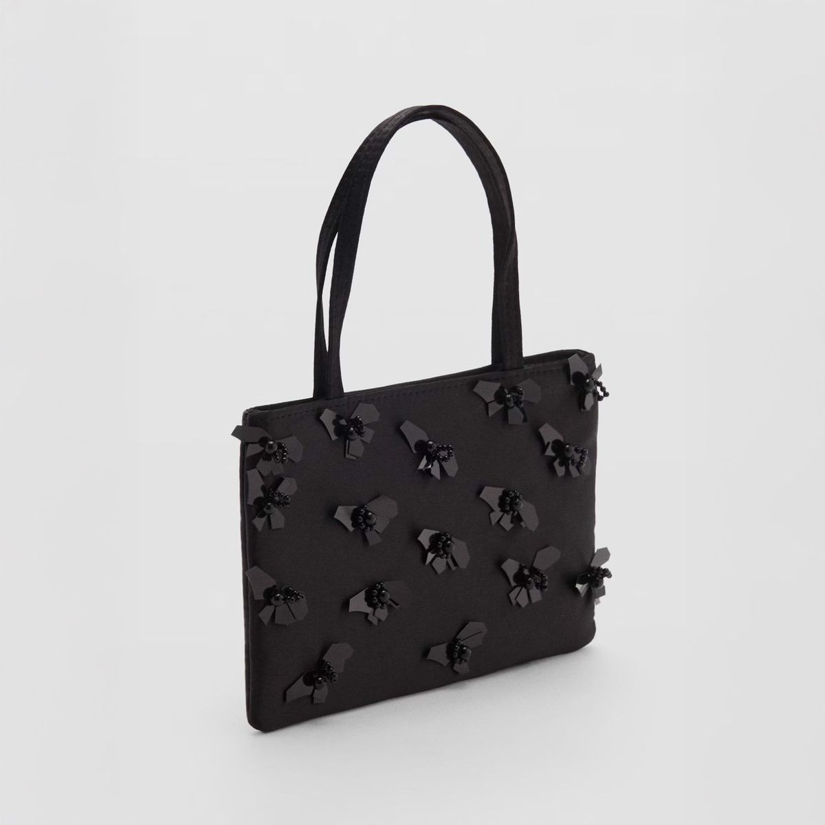 MANGO - Bolso Mano Aplique Flores Mujer Mango