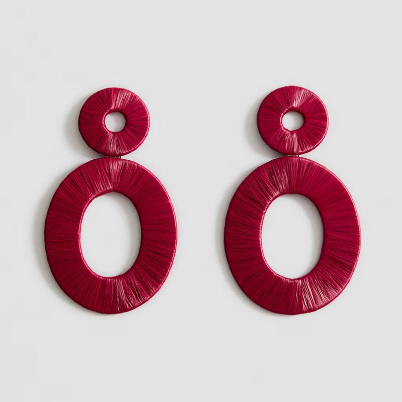 MANGO - Aros Diseño Circular Fibra Natural Mujer Mango