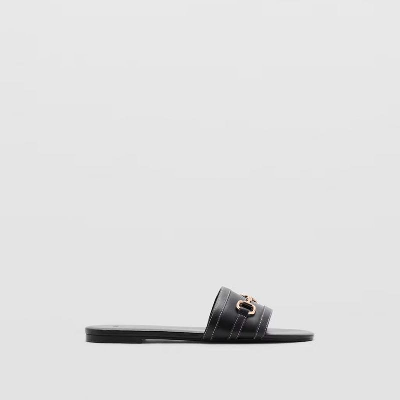 MANGO - Sandalia Cuero Mujer Negro Mango