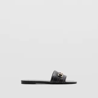 MANGO - Sandalia Cuero Mujer Negro