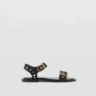 MANGO - Sandalia Mujer Negro