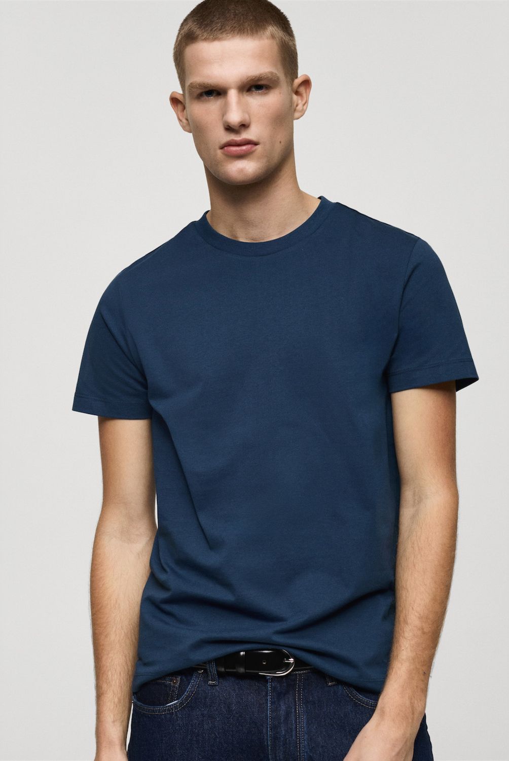 MANGO MAN - Polera Cherlo Manga Corta 100% Algodón Cuello Redondo Hombre Mango Man