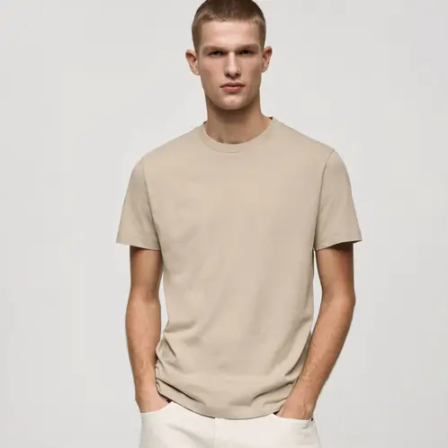 MANGO MAN - Polera Cherlo Manga Corta 100% Algodón Cuello Redondo Hombre