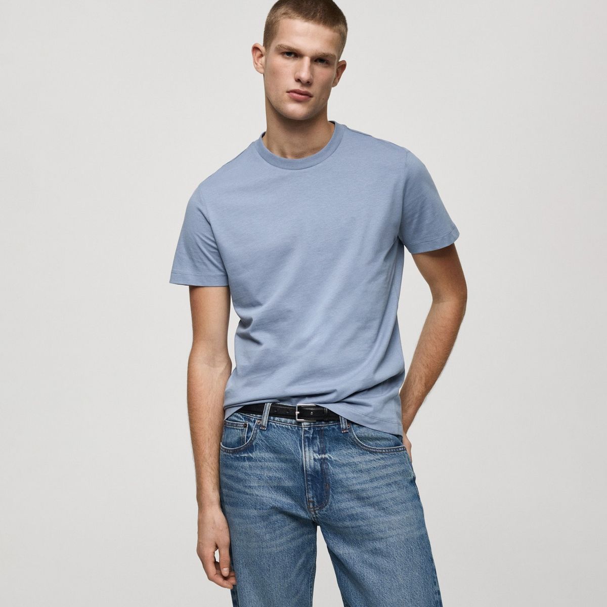 MANGO MAN - Polera Cherlo Manga Corta 100% Algodón Hombre Mango Man