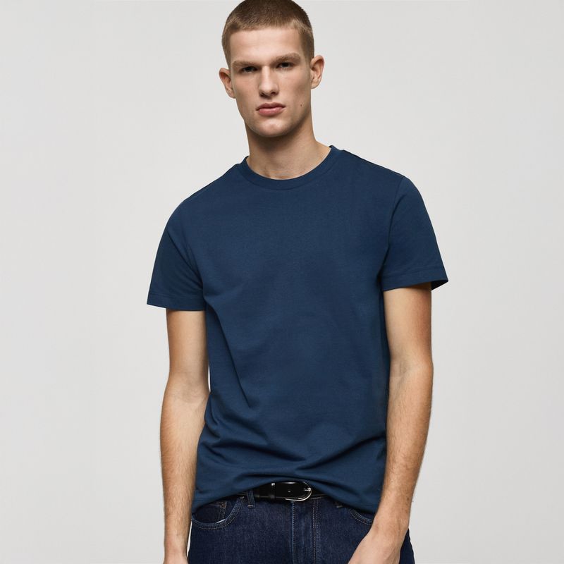 MANGO MAN - Polera Cherlo Manga Corta 100% Algodón Cuello Redondo Hombre Mango Man