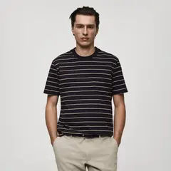 MANGO MAN - Polera 100% Algodón Rayas Hombre