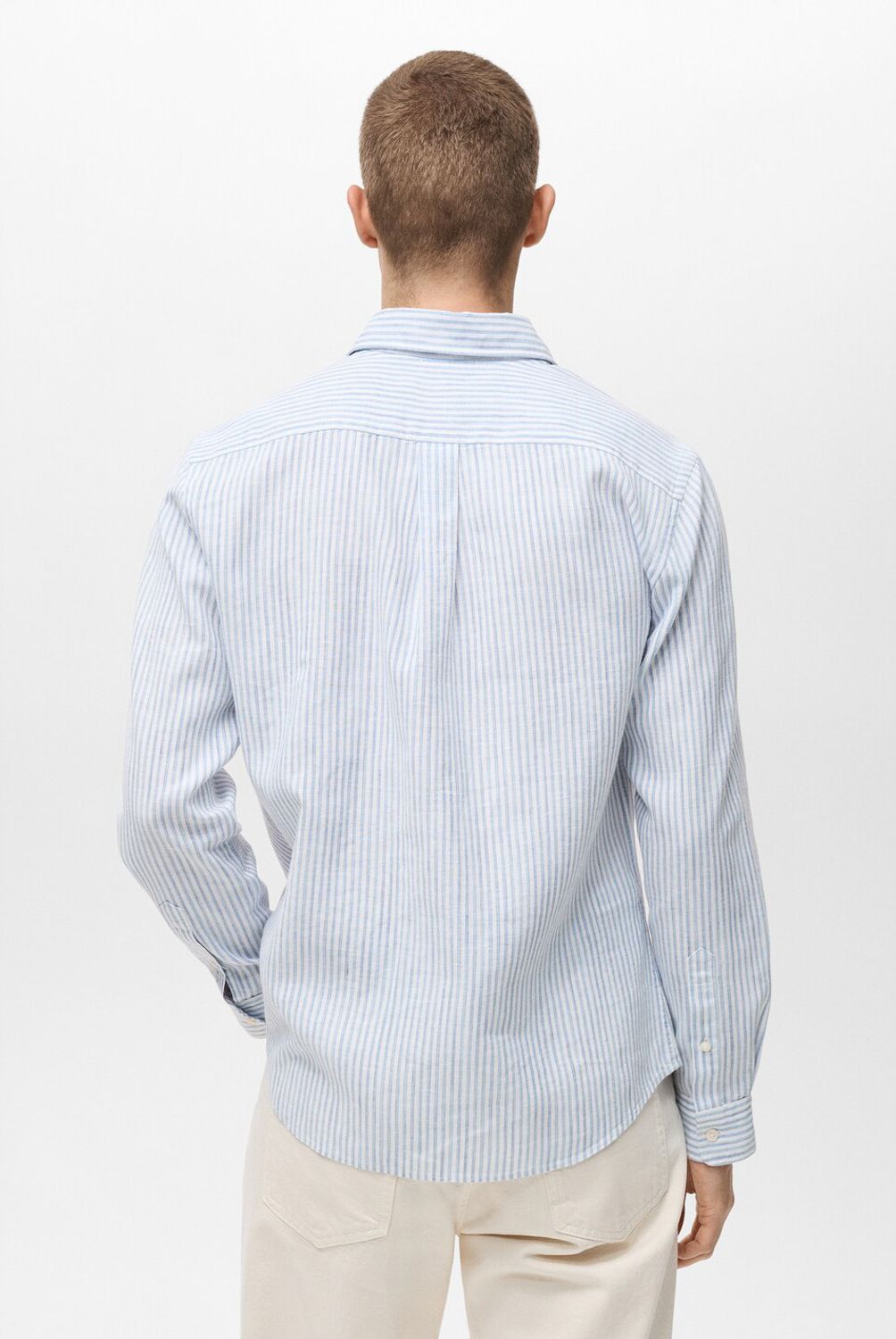 MANGO MAN - Camisa Emma Lino Rayas Regular Fit Hombre Mango Man