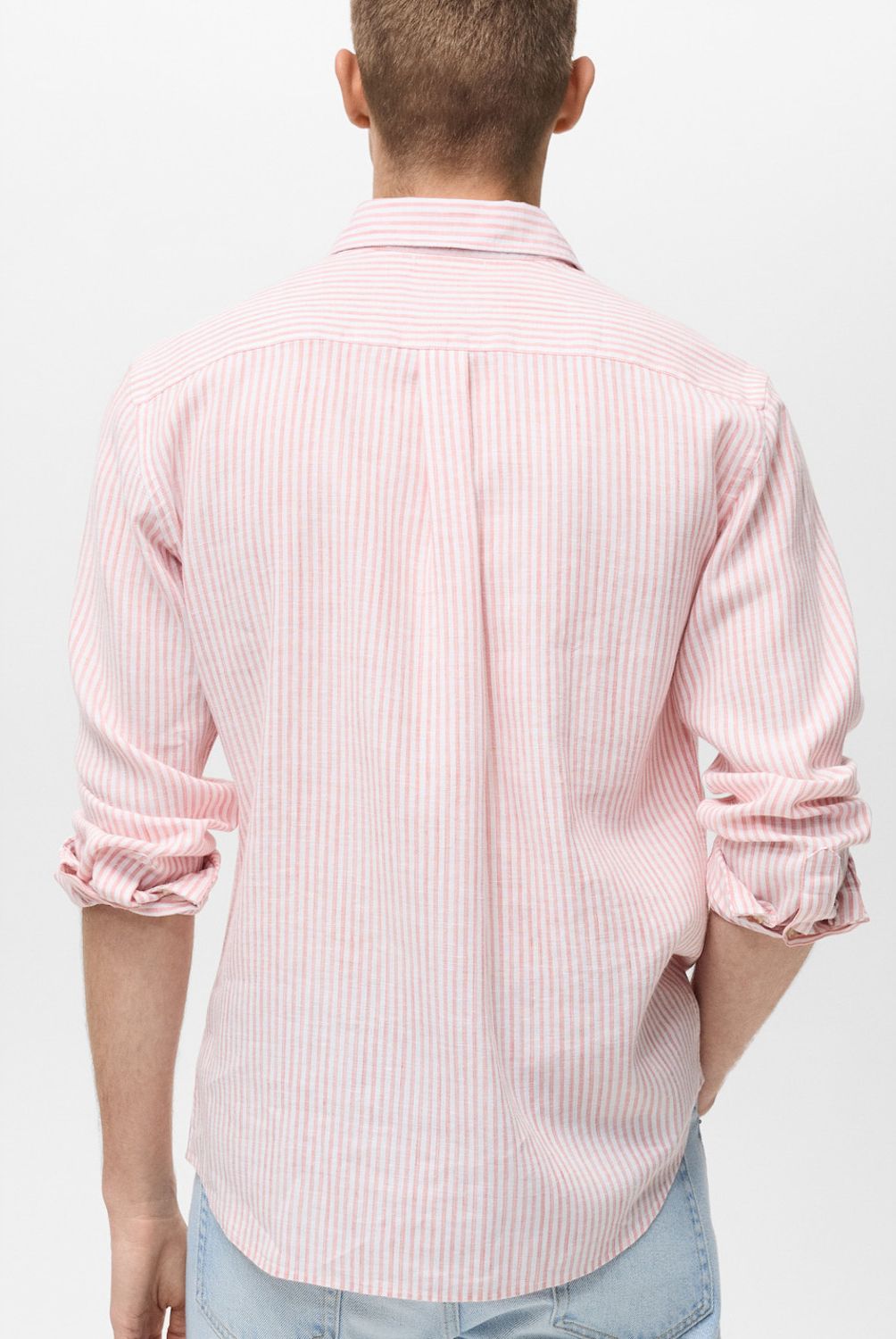 MANGO MAN - Camisa Emma Lino Rayas Regular Fit Hombre Mango Man