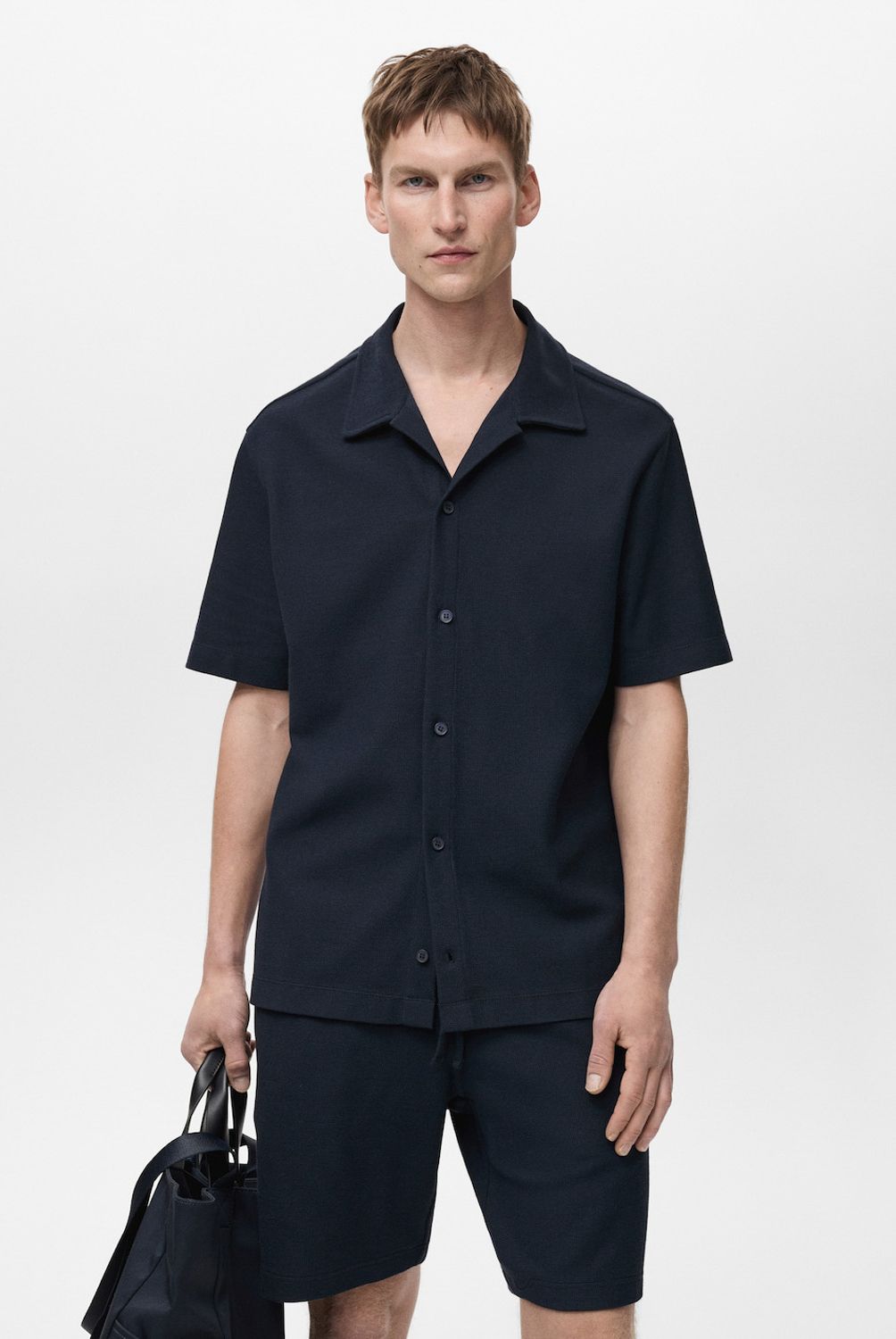 MANGO MAN - Camisa Perec Punto Regutar Fit Hombre Mango Man