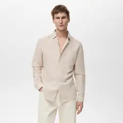 MANGO MAN - Camisa Rug Regular Fit Raya Diplomatica Hombre