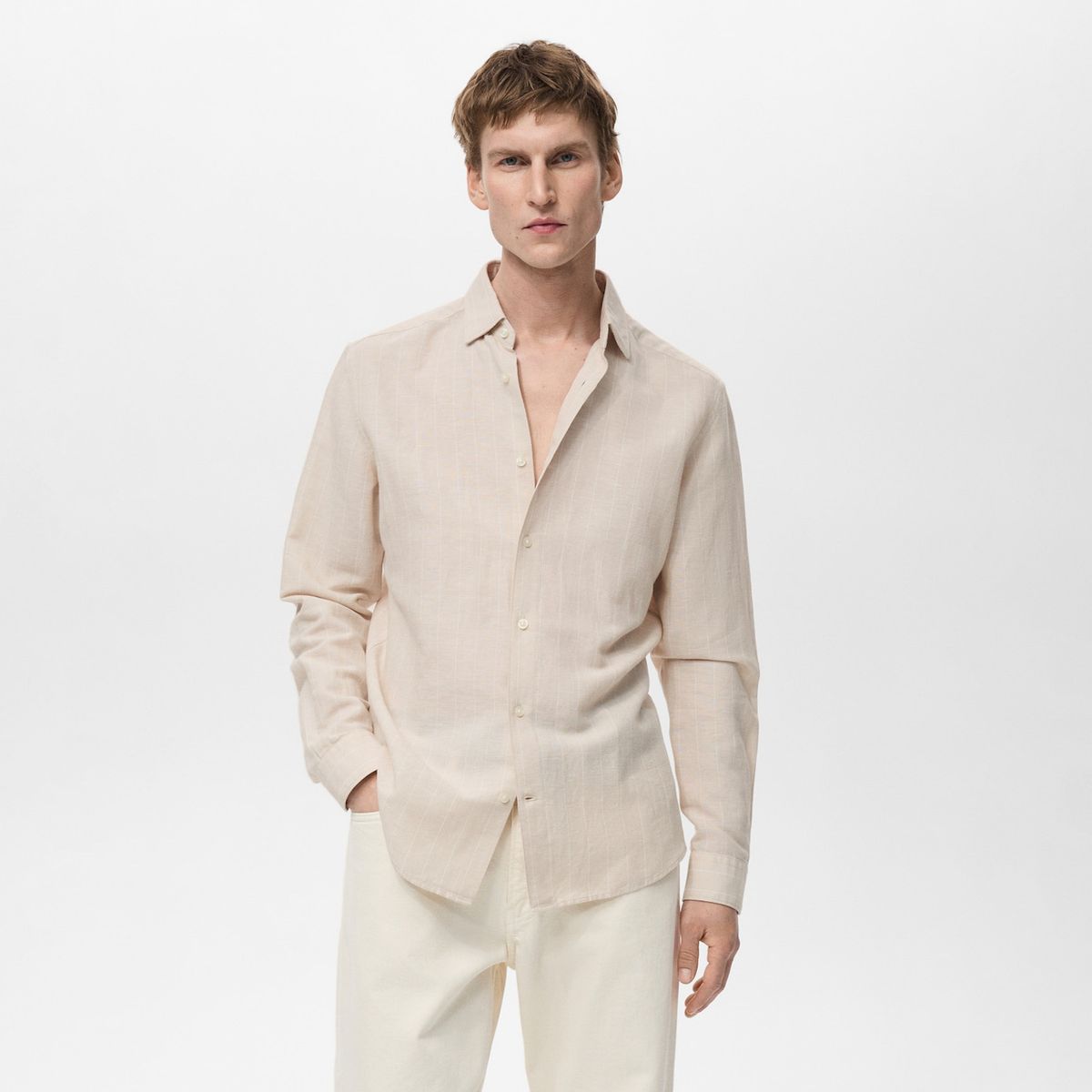 MANGO MAN - Camisa Rug Regular Fit Raya Diplomatica Hombre Mango Man