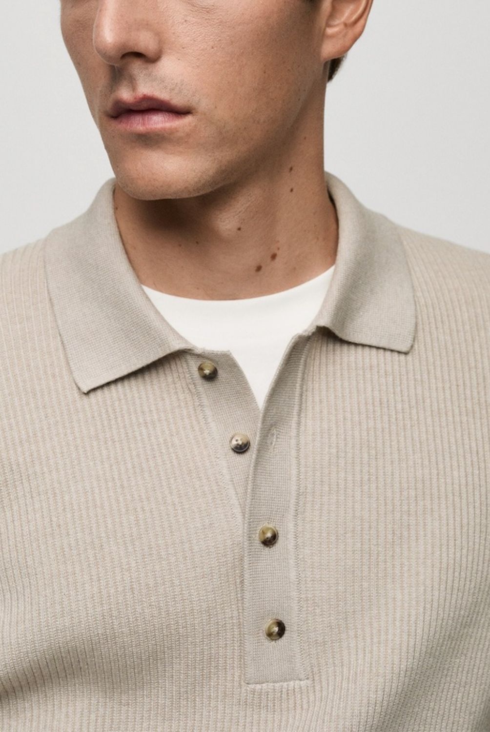 MANGO MAN - Jersey Polo Mezcla Algodón Canalé Hombre Mango Man