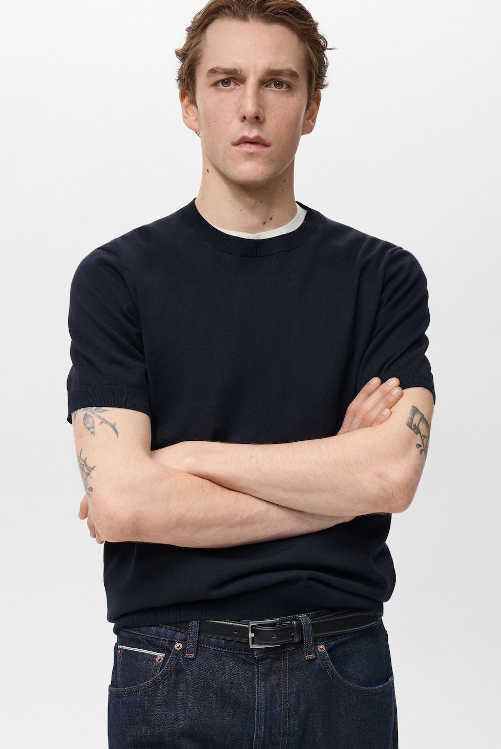 MANGO MAN - Polera Punto Fino Algodón Hombre Mango Man
