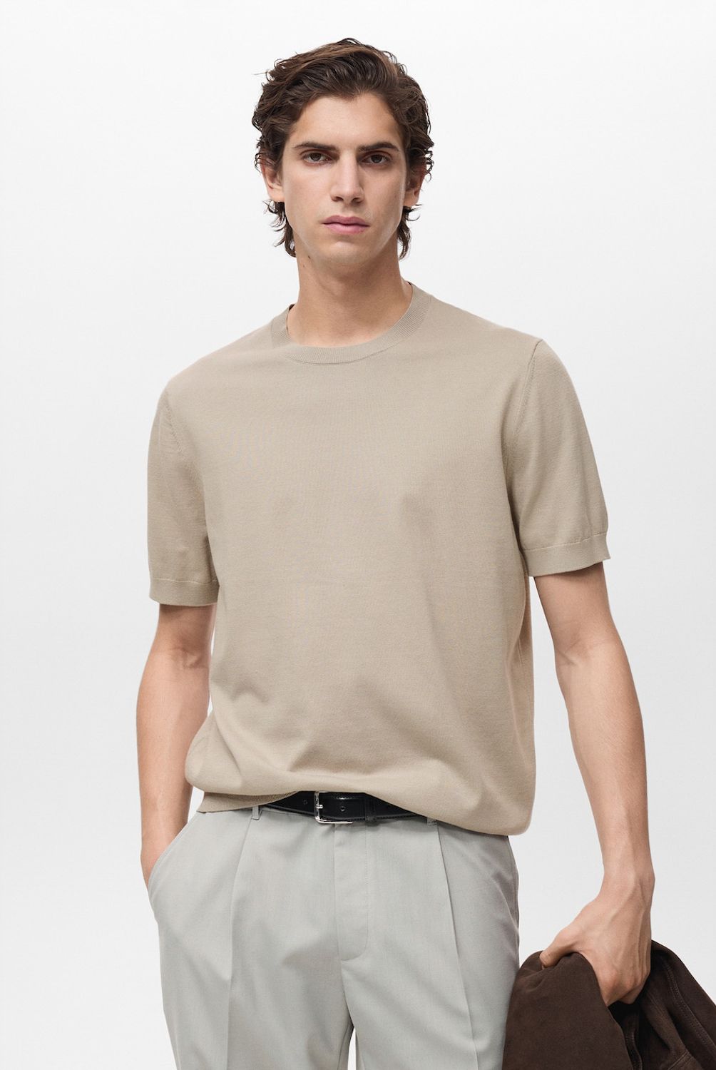 MANGO MAN - Polera Punto Fino Algodón Hombre Mango Man