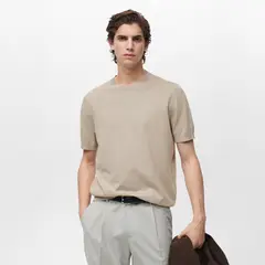 MANGO MAN - Polera Arraona Punto Fino Hombre