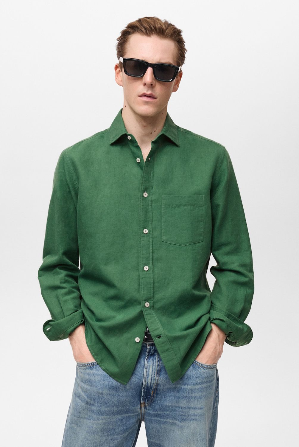 MANGO MAN - Camisa Avispa Lino Fit Clásico Hombre Mango Man