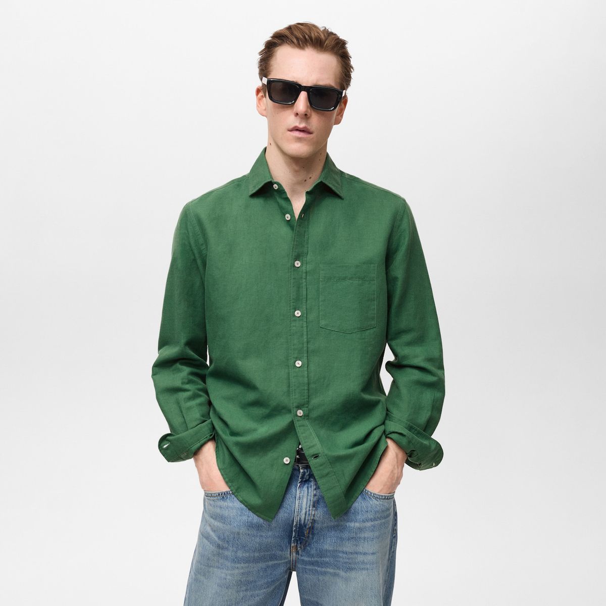 MANGO MAN - Camisa Avispa Lino Fit Clásico Hombre Mango Man