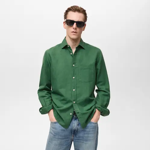 MANGO MAN - Camisa Avispa Lino Fit Clásico Hombre