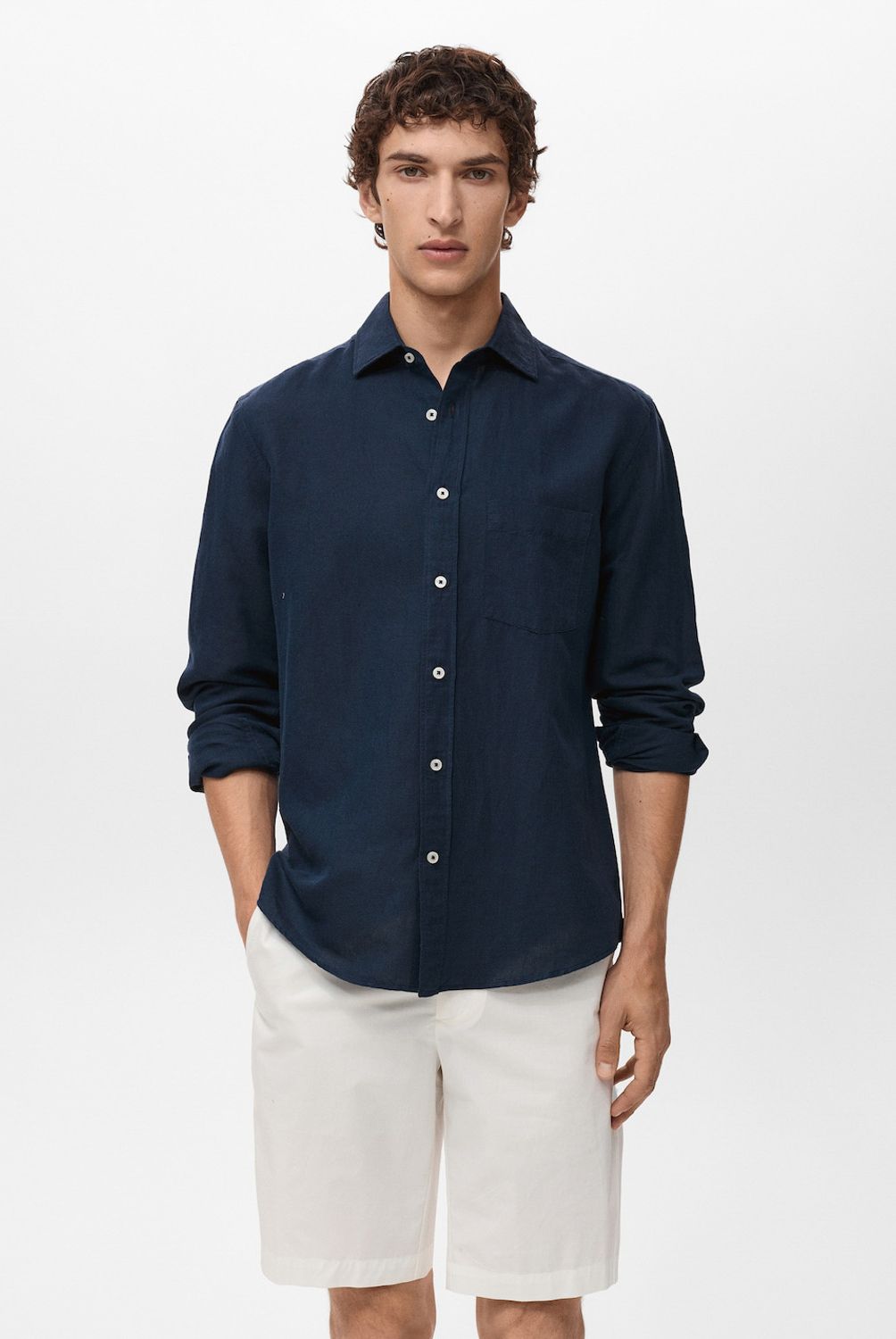 MANGO MAN - Camisa Avispa Lino Fit Clásico Hombre Mango Man