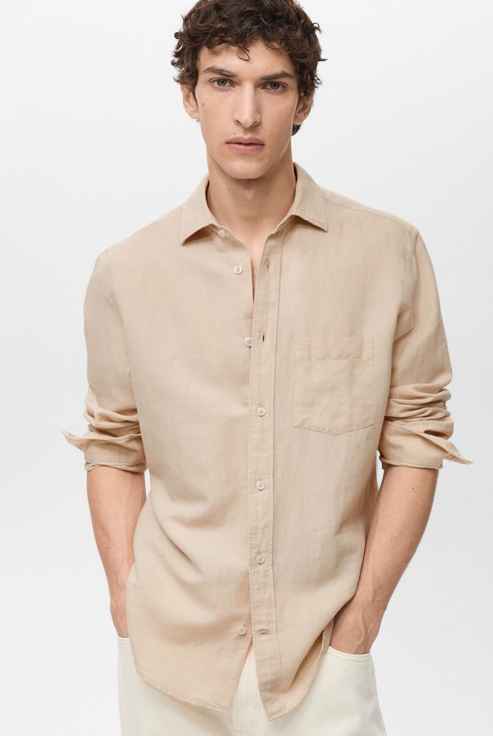 MANGO MAN - Camisa Avispa Lino Fit Clásico Hombre Mango Man