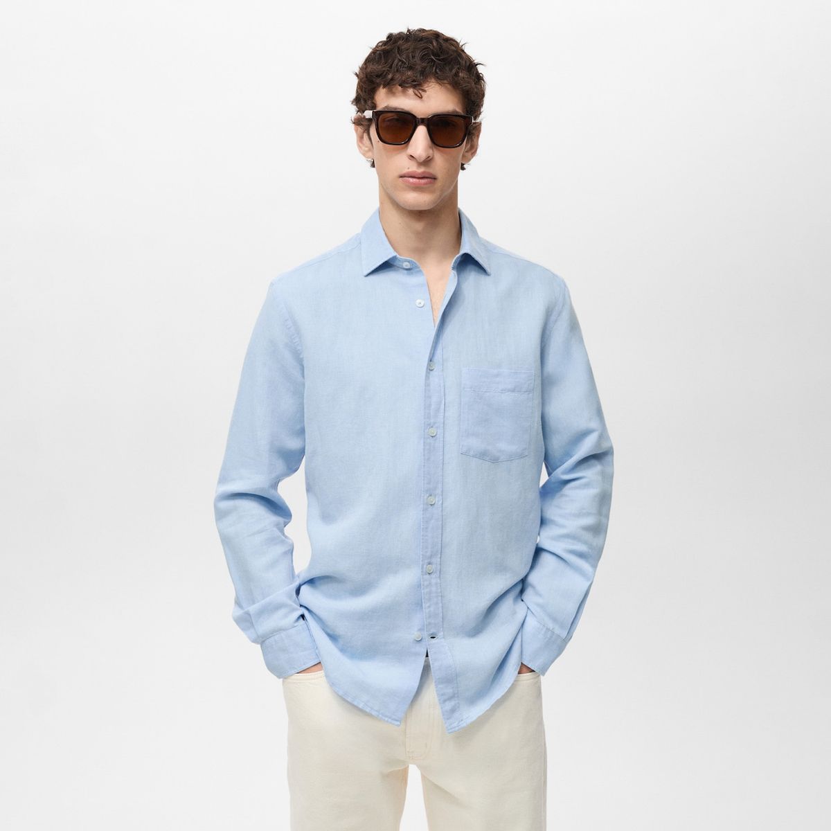 MANGO MAN - Camisa Avispa Lino Fit Clásico Hombre Mango Man