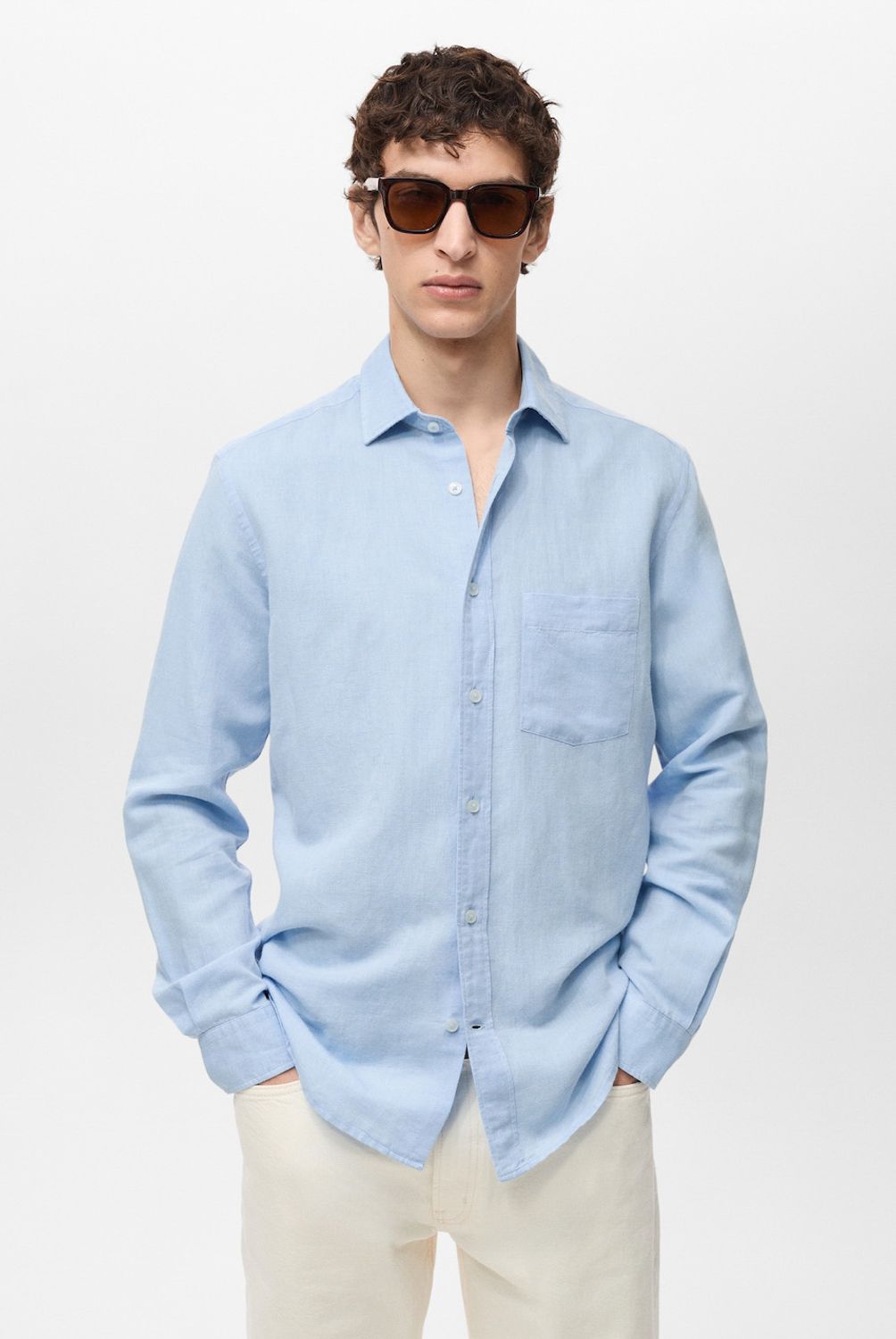 MANGO MAN - Camisa Avispa Lino Fit Clásico Hombre Mango Man