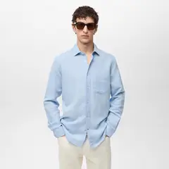 MANGO MAN - Camisa Avispa Lino Fit Clásico Hombre