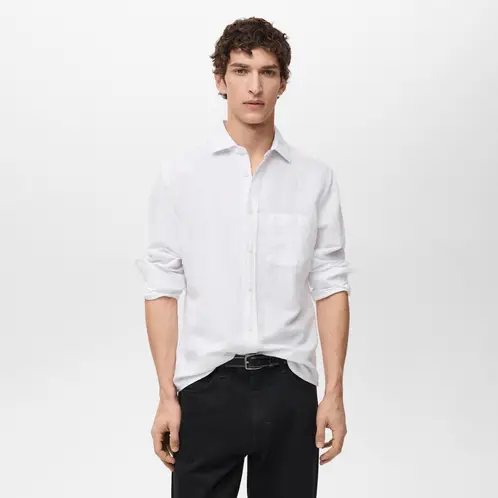 MANGO MAN - Camisa Avispa Lino Fit Clásico Hombre