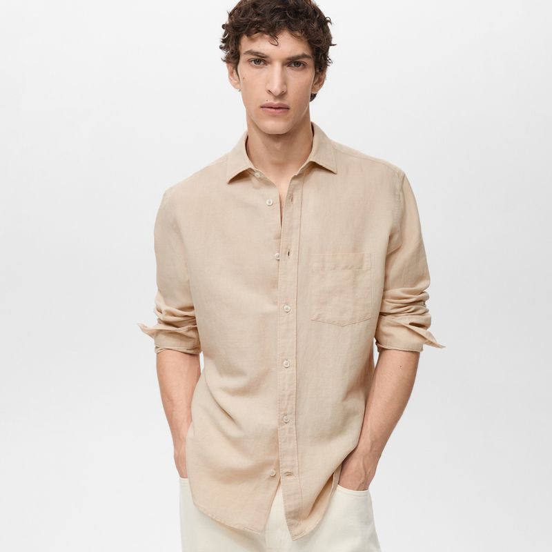 MANGO MAN - Camisa Avispa Lino Fit Clásico Hombre Mango Man