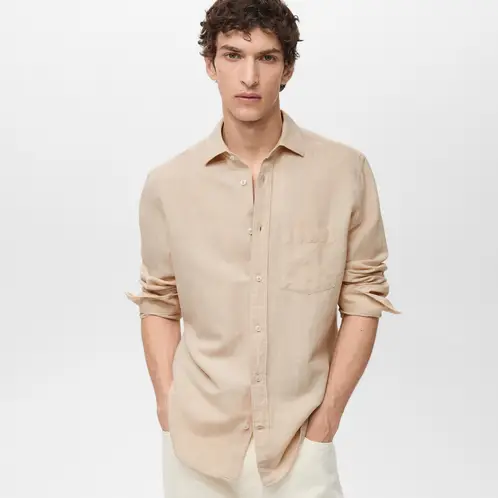 MANGO MAN - Camisa Avispa Lino Fit Clásico Hombre