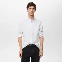 MANGO MAN - Camisa Avispa Lino Fit Clásico Hombre