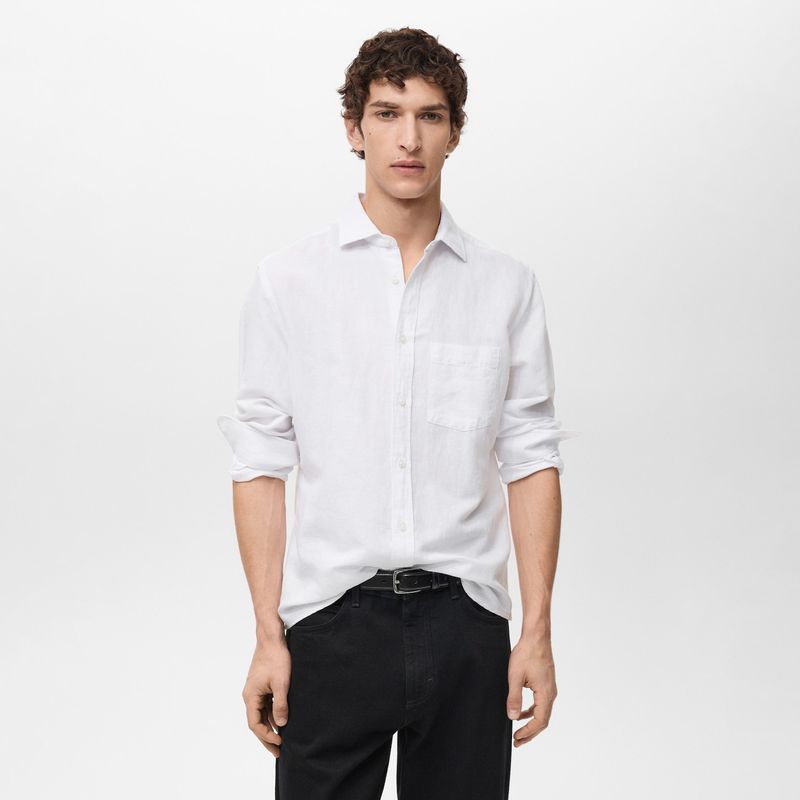 MANGO MAN - Camisa Avispa Lino Fit Clásico Hombre Mango Man