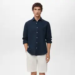 MANGO MAN - Camisa Avispa Lino Fit Clásico Hombre