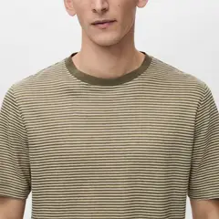 MANGO MAN - Polera Lino Regular Fit Rayas Hombre