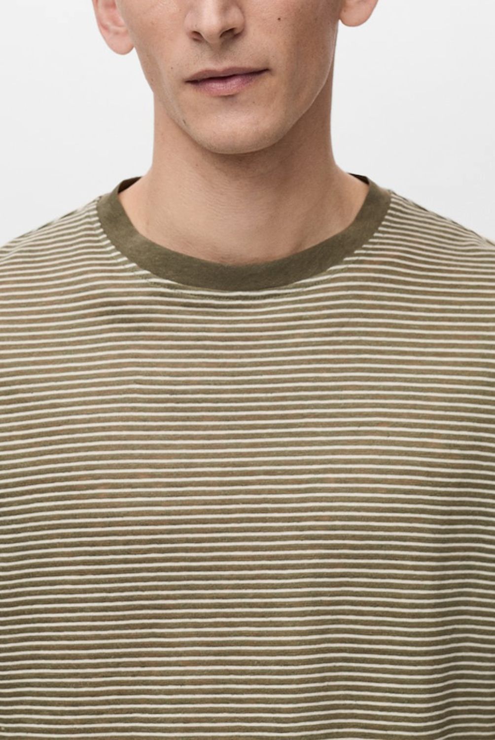 MANGO MAN - Polera Lino Regular Fit Rayas Hombre Mango Man