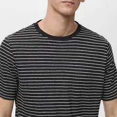 MANGO MAN - Polera Limar Lino Slim Fit Rayas Cuello Redondo Hombre