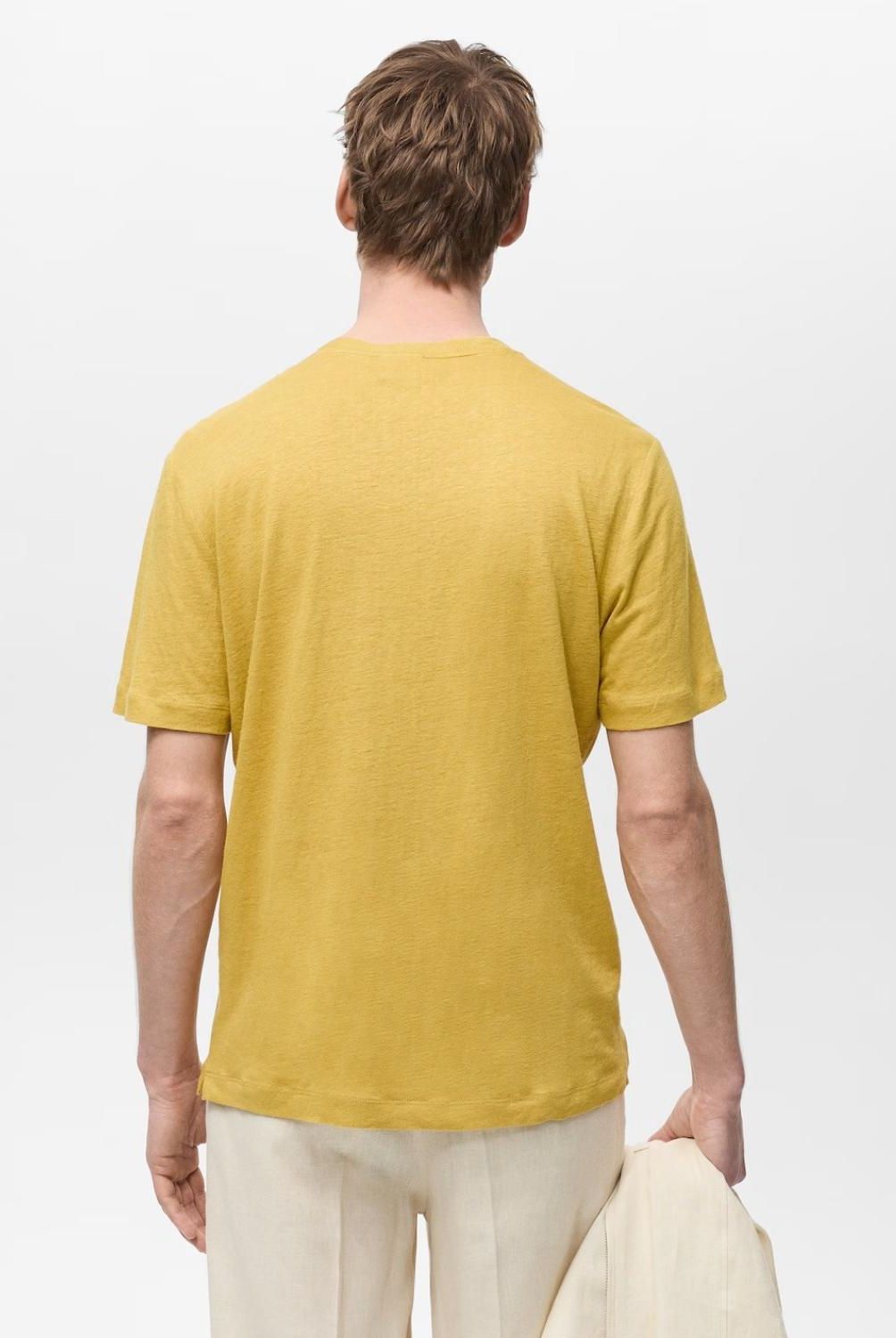 MANGO MAN - Polera Liman Lino Slim Fit Cuello Redondo Hombre Mango Man