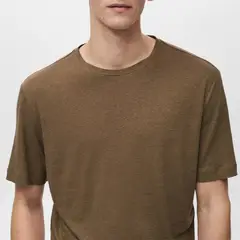 MANGO MAN - Polera Liman Lino Slim Fit Cuello Redondo Hombre