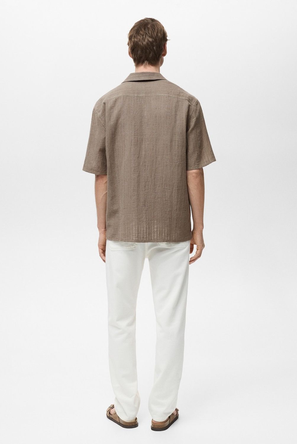 MANGO MAN - Camisa Lino Algodón Rayas Textura Hombre Mango Man