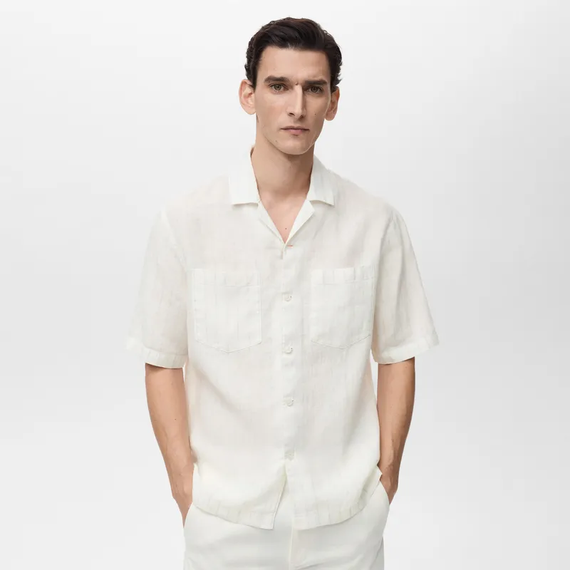 MANGO MAN - Camisa Safi 100% Lino Raya Diplomatica Hombre Mango Man