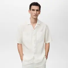 MANGO MAN - Camisa Safi 100% Lino Raya Diplomatica Hombre