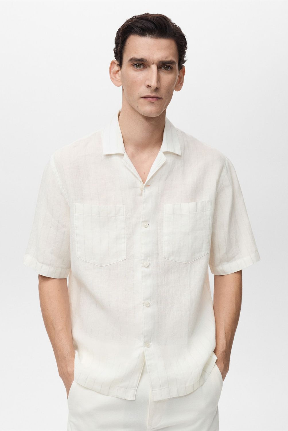 MANGO MAN - Camisa Safi 100% Lino Raya Diplomatica Hombre Mango Man