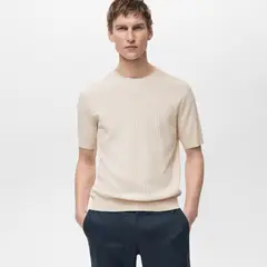 MANGO MAN - Polera Paule Regular Fit Punto Canalé Hombre