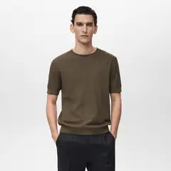 MANGO MAN - Polera Paule Regular Fit Punto Canalé Hombre