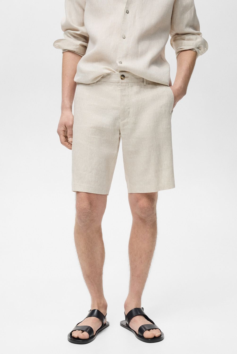 MANGO MAN - Bermudas Carp 100% Lino Slim Fit Hombre Mango Man