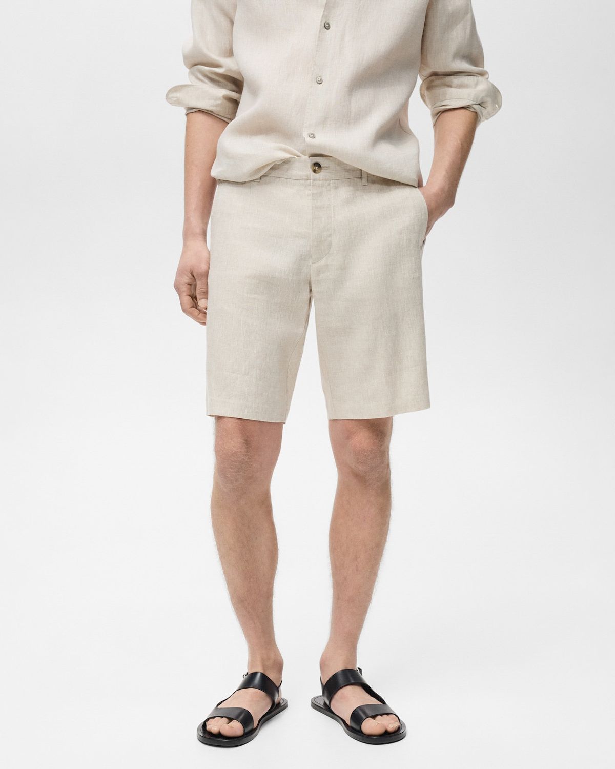 MANGO MAN Bermudas Carp 100% Lino Slim Fit Hombre Mango Man